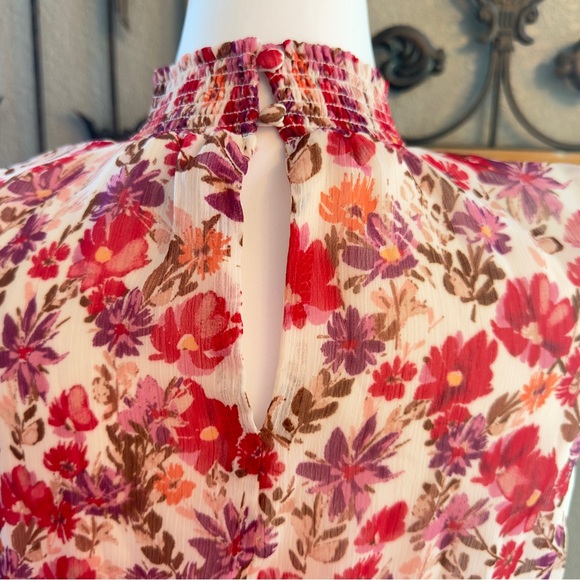 NWT 1. State Floral High Shirred Neck Sleeveless Ruffle Skirt Mini Dress -Sz XL - Picture 10 of 16